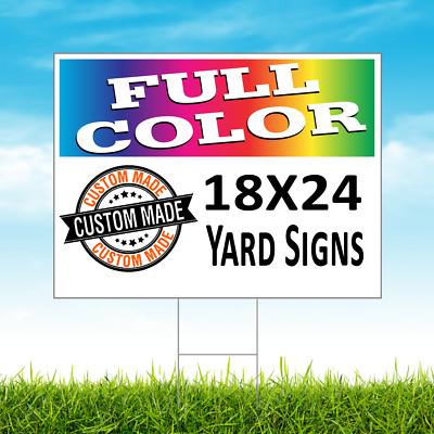 50 18x24 Full Color, Single Sided Custom Yard Signs. No stakes included!