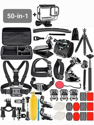 50 in 1 Accessory Kit For GoPro 13 12, 11 10 9 DURABLE ! Kit Bundle Bike Chest