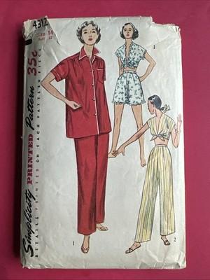 50’s Women’s Pajamas 2-Piece Sewing Pattern 14 Simplicity 4312 *Read