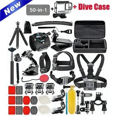50pc & Dive Case For Gopro Hero 12 11 10 9 Chest mount Accessory kit Bundle A