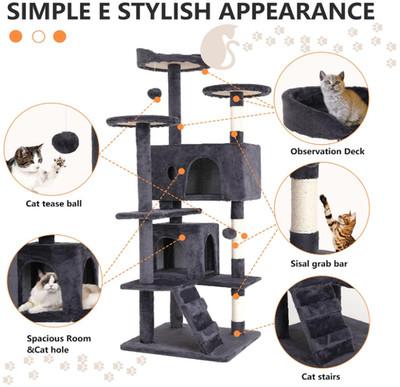 54in Multi-Level Cat Tree Tower Furniture Activity