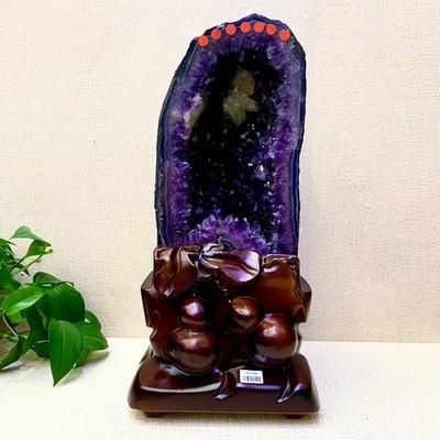 55LB Natural Brazil Amethyst geode Crystal quartz Church Cathedral Geode+stand