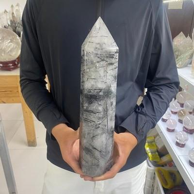 6.6LB Natural black hair crystal, white crystal pillar, quartz crystal