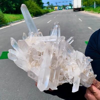 6.95LB Newly discovered white phantom quartz crystal cluster mineral specimen