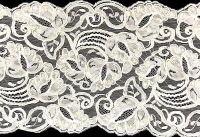 6" Beaded, Corded & Sequins Bridal Embroidered Lace Trimming - 2 Continuous Yard