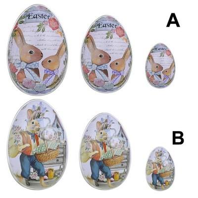 6 Fillable Easter Egg Tins, Metal Vintage Easter Eggs with Bunny Tins Spring Dec