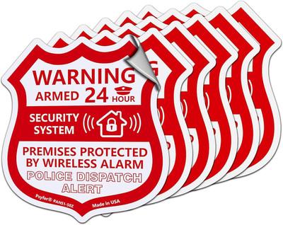 6 Pack - Alarm Security Outdoor UV Waterproof Window Stickers