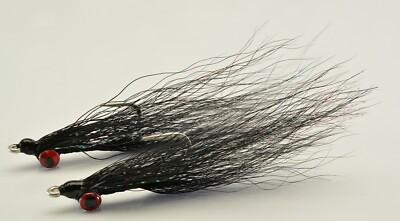 6ct - Black Clouser Minnow Flies - Mustad Saltwater Duratin Hooks