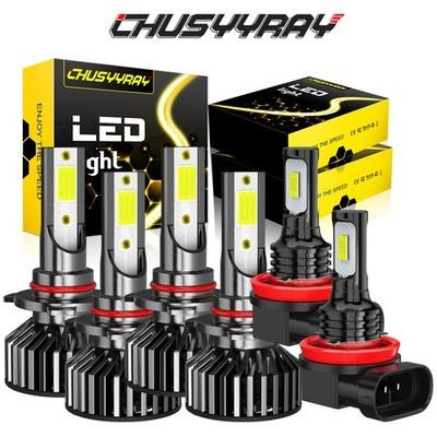 6x Combo 9005 9006 H11 LED Headlight Fog Light Kit 6000K Hi/Low Beam Bulbs White