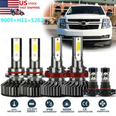 6x Combo LED Headlight Bulbs High Low Beam + Fog Light for Tahoe 2015-2019