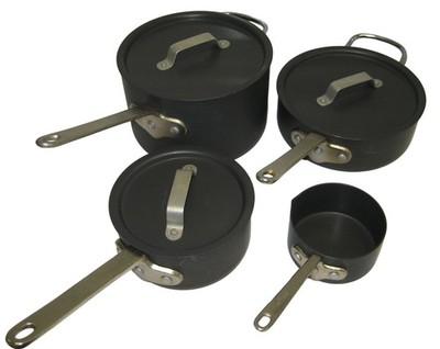 7 Pc Commercial Calphalon Anodized Aluminum Pots Set 4.5, 2.5qt 1.5qt, Rare .5qt