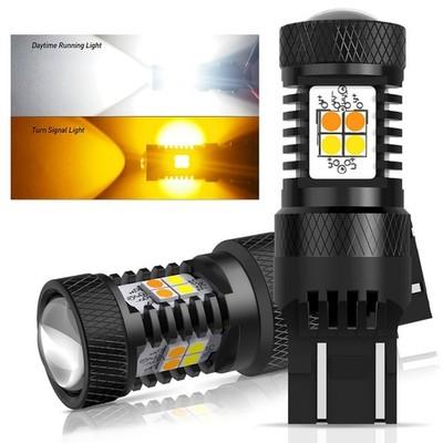 7443 Turn LED Lights Parking/DRL Switchback Amber Signal Anti White Flash Hyper