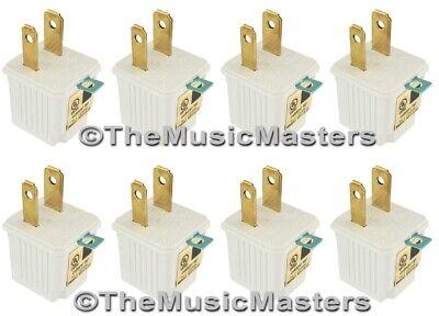 (8) White GROUNDING ADAPTERS Electrical Wall Plug 3 Prong Socket 2 Prong Plug