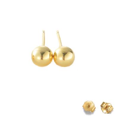 925 Sterling Silver 5mm Round Ball Stud Earrings High Polish Butterfly Post H8
