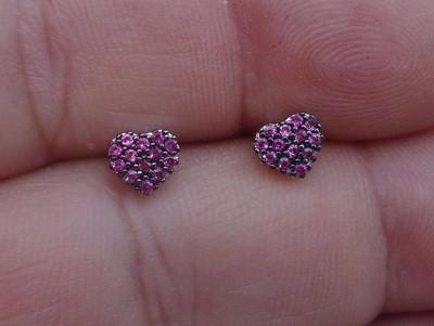 925 STERLING SILVER RED HEART STUD EARRINGS W/ .75 CT RUBY/BREATHTAKING PIECE