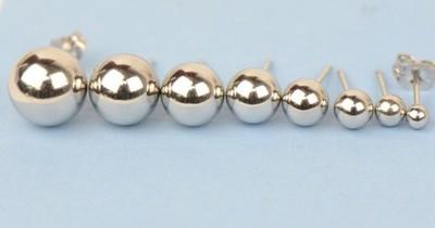 925-Sterling-Silver-Round Ball Stud Earrings High Polished