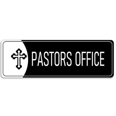 9x3 Inch Pastors Office Sign Acrylic Self Stick Door Wall Signage Black