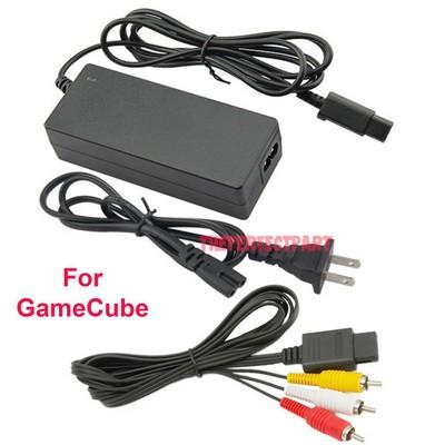 AC Adapter Power Supply & AV Cable Cord For Nintendo GameCube GC Charger Video