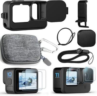 Accessories Kit for Go Pro Hero12/Hero11/Hero10/Hero9 Black,Carrying Case+Silico