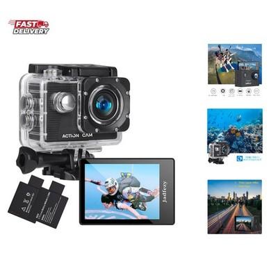 Action Camera FHD 1080P 12MP, 98FT/30M Underwater Waterproof Camera with 2 Ba...