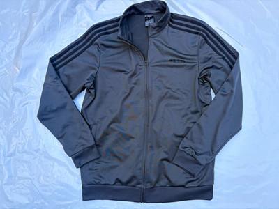 adidas Men’s Gray Full-Zip Track Jacket w/ Pockets Knit Polyester Size L
