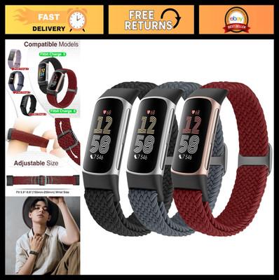Adjustable Braided Solo Loop Bands for Fitbit Charge 6/5 - Stretchy Nylon Replac