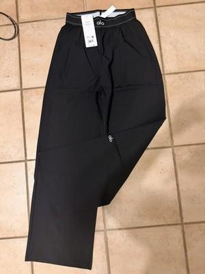 Alo Women’s Black Wide-Leg Pull-On Pants Elastic Waist Size M