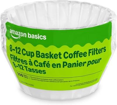 Amazon Basics Basket Coffee Filters for 8-12 Cup Coffee Makers, White, 200 Count