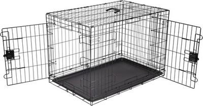 Amazon Basics Durable, Foldable Metal Wire Dog Crate with Tray, Double Door