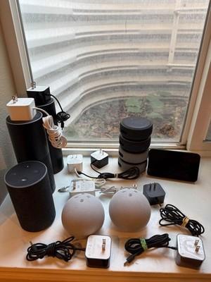 Amazon Echo Dot Show Smart Speaker Lot of 10 w/ Adapters Alexa Wi-Fi Bluetooth