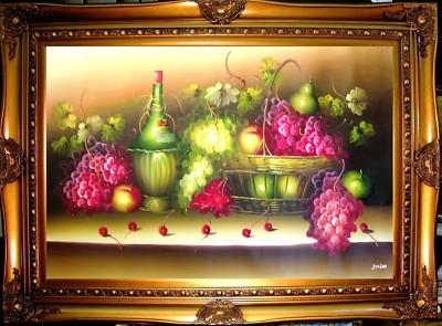 APPLE GRAPE CHERRY FRUIT WINE 36" oil painting HAND PAINTED HOME ART GIFT F2