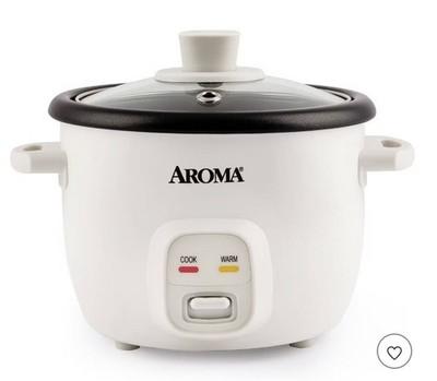 Aroma 4 Cup Pot Style Rice Cooker White: Nonstick, Stay-Cool Handles