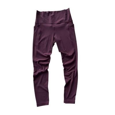 Athleta Salutation Stash Leggings Womens Small Maroon High Rise Yoga Pockets