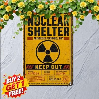 Atomic Bomb Fallout Shelter Retro Style Metal Tin Sign
