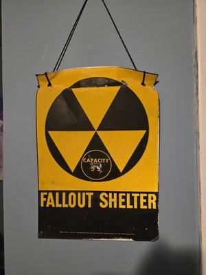 AUTHENTIC COLD WAR FALLOUT SHELTER SIGN – ORIGINAL CIVIL DEFENSE METAL SIGN