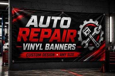 Auto Repair Custom Vinyl Banner Waterproof 13oz Heavy Duty Fast Ship