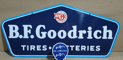 B.F Goodrich Tires Batteries Porcelain Enamel Sign 40 x 18 Inches 2 Sided
