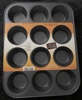 Baker's Secret Non-Stick 12-Cup Steel Muffin Pan Gray 450°F 13.25 x 10.5"