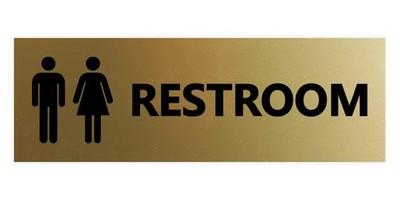 Basic Unisex Restroom Sign Brushed Gold Large 1 Pack Office Door Decor