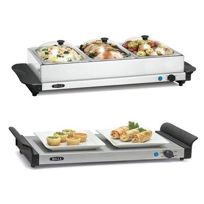 BELLA 3 X 1.5 QUART TRIPLE ELECTRIC BUFFET SERVER SLOW COOKER STAINLESS STEEL
