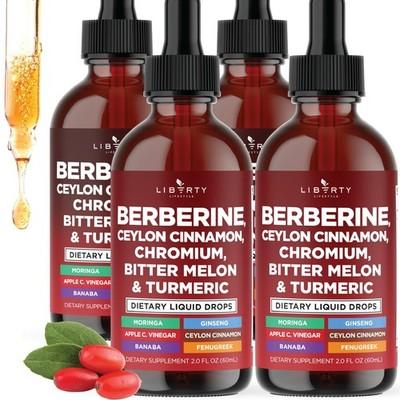 Berberine with Ceylon Cinnamon Supplement Liquid Drops + Bitter Melon Extract...