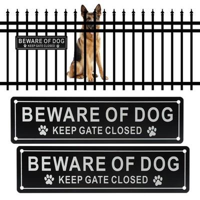 Beware of Dog Sign Keep Gate Closed, 2 Pack Rust Free Aluminum Dog on Premises S