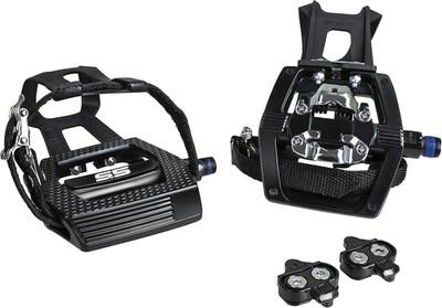 Bike Pedals Shimano Spd/Look Delta Compatible 9/16'' with Toe Clips - Peloton Pe
