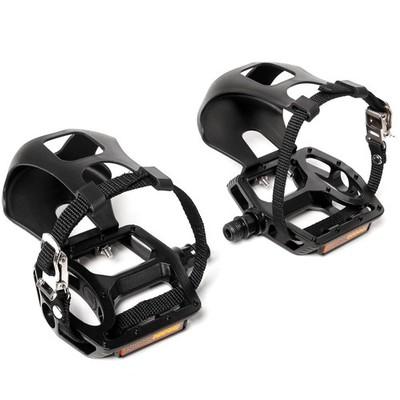 Bike Pedals with Toe Cages and Straps Compatible with Road, MTB, Peloton