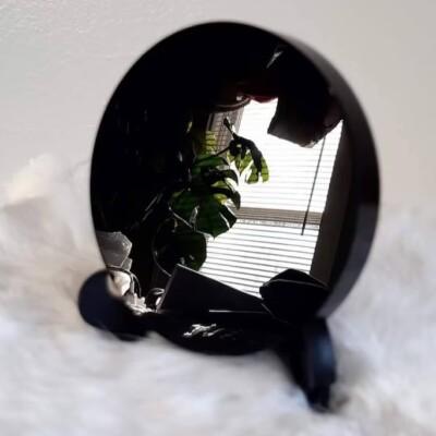 Black Obsidian Crystal Scrying Wafer Mirror Healing Energy Home Decoration Gift