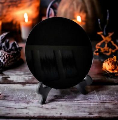 Black obsidian mirror for divination witches tarot readings and work with stand