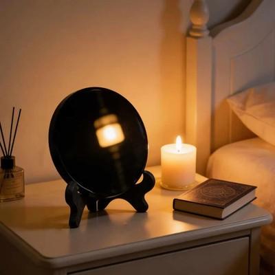 Black Obsidian Scrying Mirror Healing Reiki Crystal Divination Witchcraft Energy