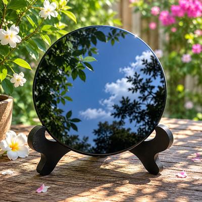 Black Obsidian Scrying Mirror Natural Crystal Healing Stone Altar Decor Gift