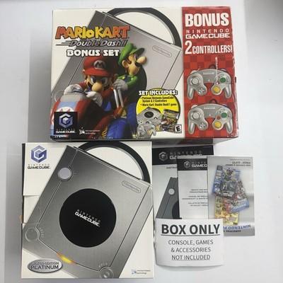 Box Only - Nintendo GameCube Platinum Console Silver Mario Kart Bundle Bonus Set