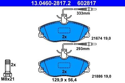 Brake pad set, disc brake ATE 13.0460-2817.2 (1 set-1 piece)